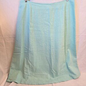 Chadwicks Of Boston Light Blue Linen Skirt, Size 16, Long, Lined, zip